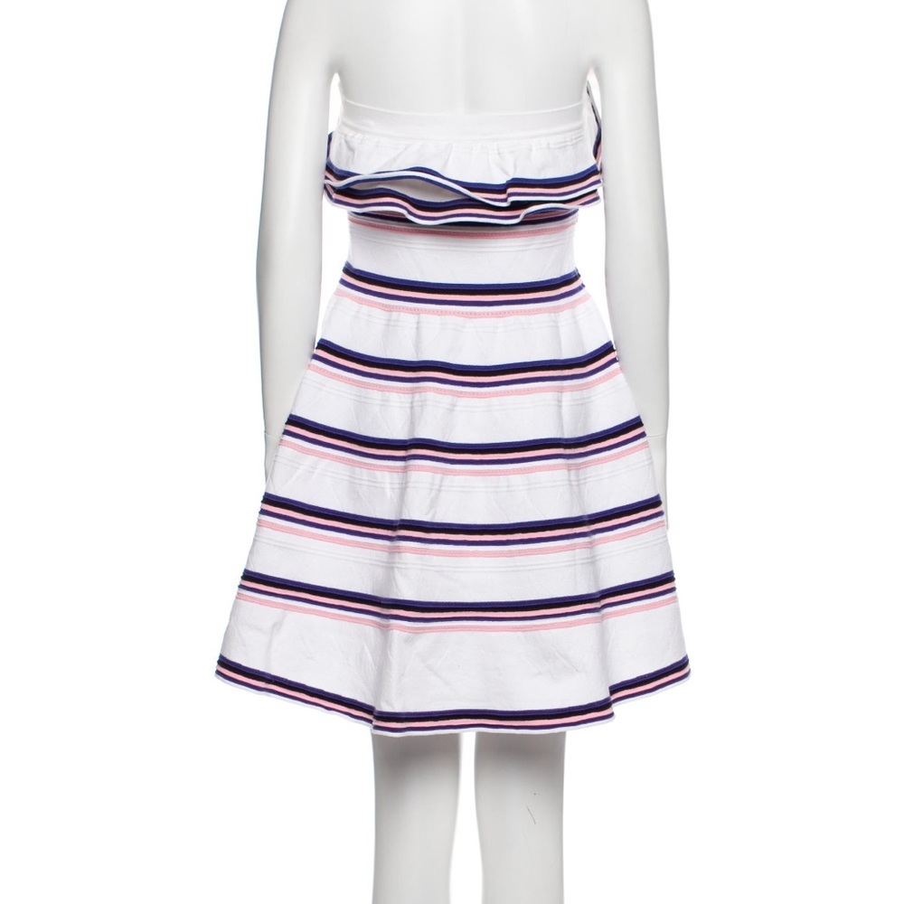 MSGM Stripe Strapless Ruffle Mini Dress - Picture 2 of 14